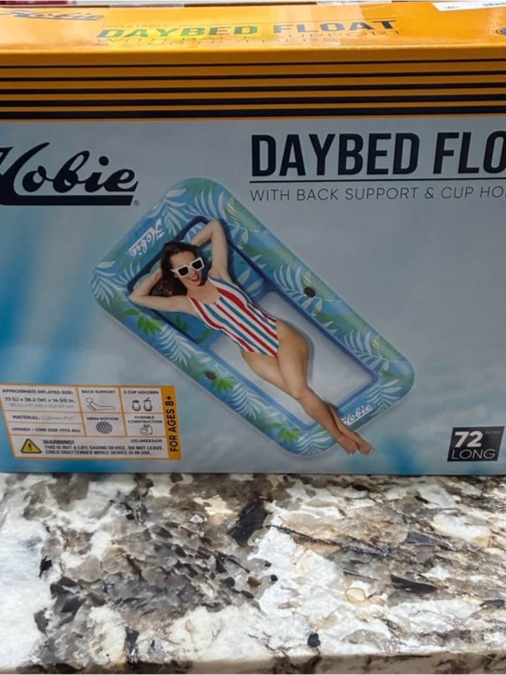 Hobie Tropical Leaf Inflatable Daybed Float - Teal & Light Blue